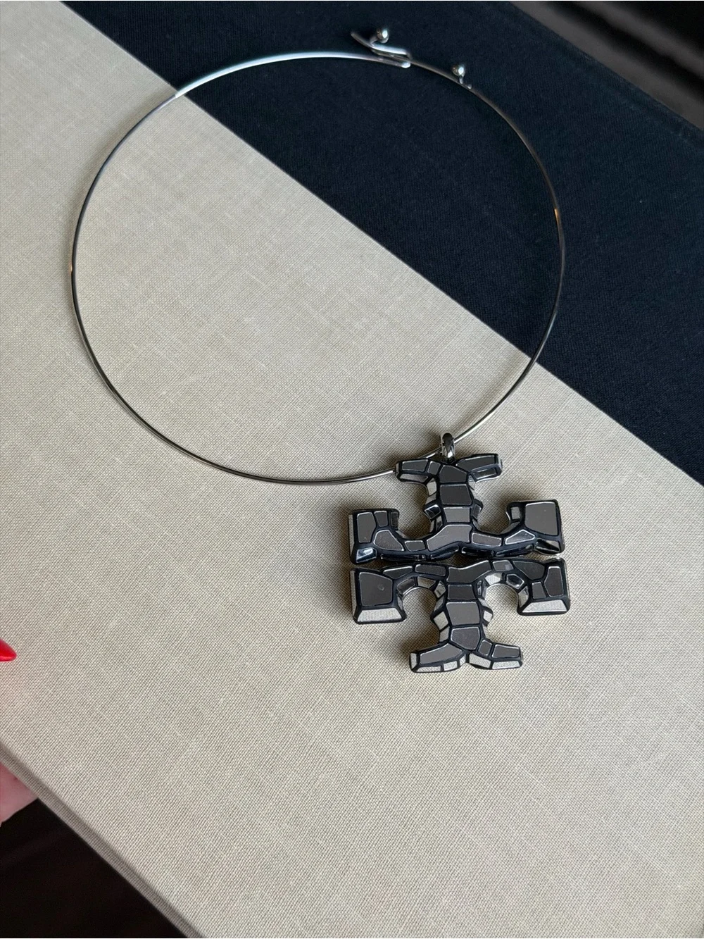 Tory Burch Mosaic T Logo Pendant Necklace